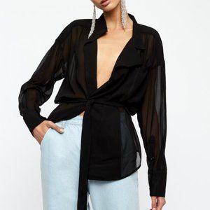 Lionness Provence Sheer Black Shirt - SIZE 6